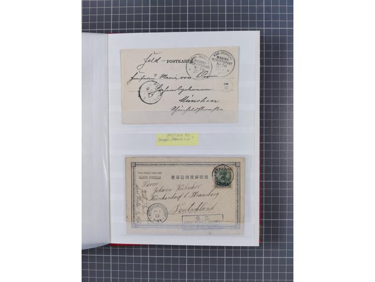 1898/1906(ca.), Album mit 35 Briefen, Karten, Ansichtskarten, Ganzsachen und Feldpostbelegen, mit 7 x Marineschiffspost, dabe