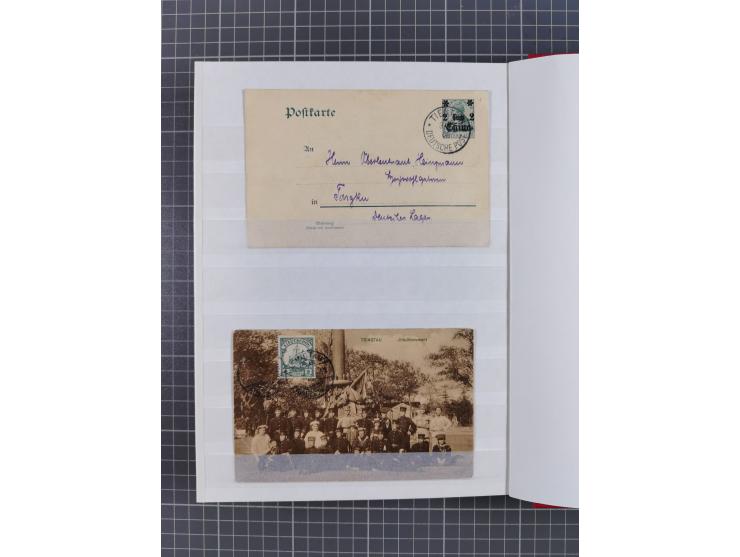 1898/1906(ca.), Album mit 35 Briefen, Karten, Ansichtskarten, Ganzsachen und Feldpostbelegen, mit 7 x Marineschiffspost, dabe