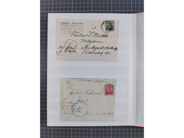 1898/1906(ca.), Album mit 35 Briefen, Karten, Ansichtskarten, Ganzsachen und Feldpostbelegen, mit 7 x Marineschiffspost, dabe