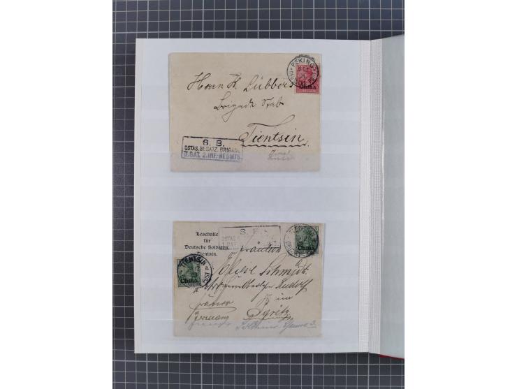 1898/1906(ca.), Album mit 35 Briefen, Karten, Ansichtskarten, Ganzsachen und Feldpostbelegen, mit 7 x Marineschiffspost, dabe