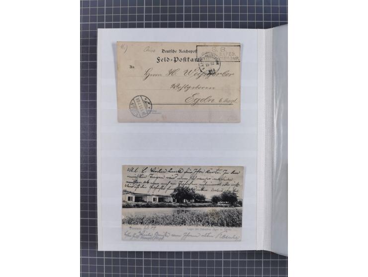1898/1906(ca.), Album mit 35 Briefen, Karten, Ansichtskarten, Ganzsachen und Feldpostbelegen, mit 7 x Marineschiffspost, dabe