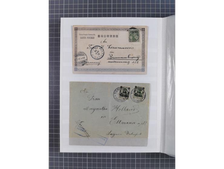 1898/1906(ca.), Album mit 35 Briefen, Karten, Ansichtskarten, Ganzsachen und Feldpostbelegen, mit 7 x Marineschiffspost, dabe