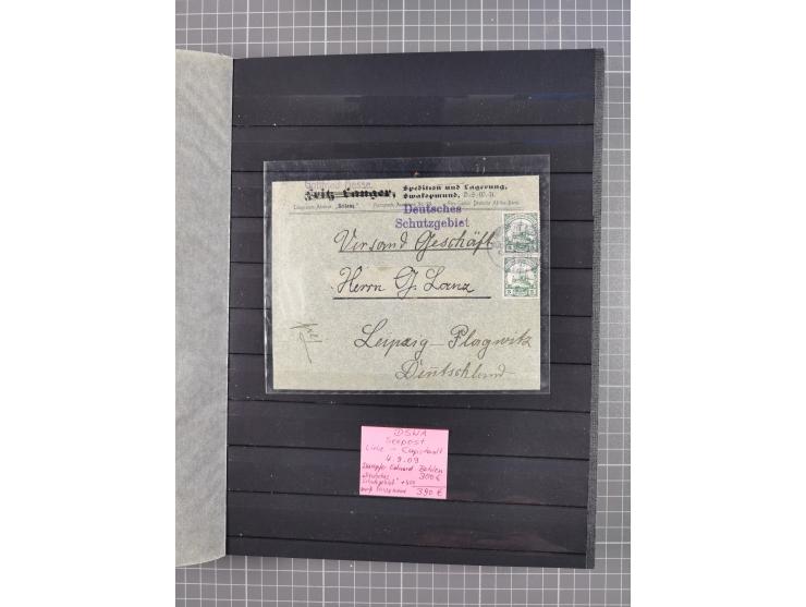 1898/1906(ca.), Briefalbum mit 26 Briefen, viele Ansichtskarten und Ganzsachen, dabei etliche bessere Belege u.a. Seepostbrie