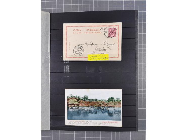 1898/1906(ca.), Briefalbum mit 26 Briefen, viele Ansichtskarten und Ganzsachen, dabei etliche bessere Belege u.a. Seepostbrie