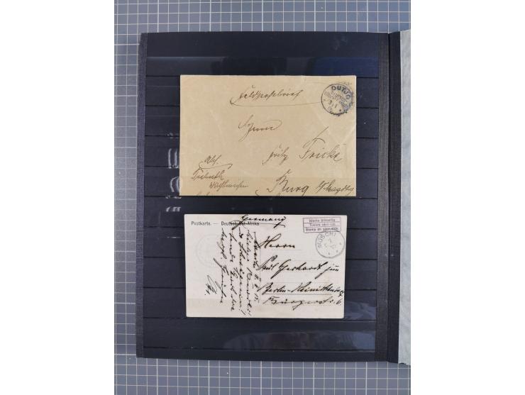 1898/1906(ca.), Briefalbum mit 26 Briefen, viele Ansichtskarten und Ganzsachen, dabei etliche bessere Belege u.a. Seepostbrie