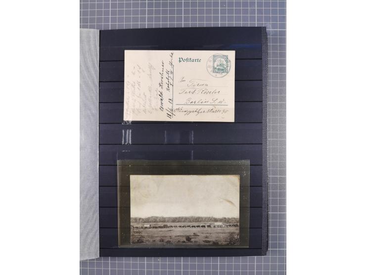 1898/1906(ca.), Briefalbum mit 26 Briefen, viele Ansichtskarten und Ganzsachen, dabei etliche bessere Belege u.a. Seepostbrie