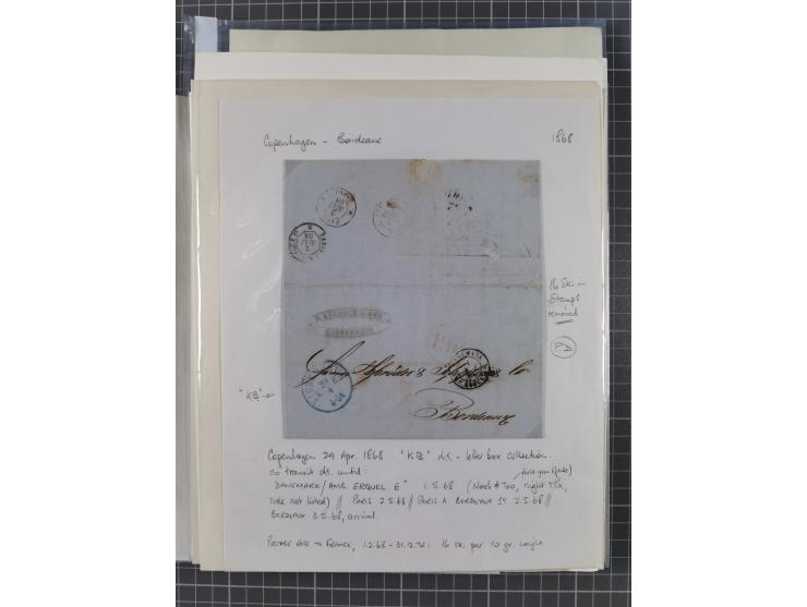 1736/1938, 18 entires, almost all mailed abroad, mostly to France, but also two 10 skilling frankings to London and 3 parcel 