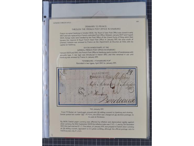 1736/1938, 18 entires, almost all mailed abroad, mostly to France, but also two 10 skilling frankings to London and 3 parcel 