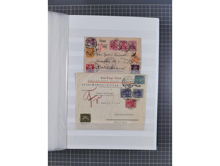 1916/23, interessante Sammlung “Rohrpost” mit fast Briefen, Karten und Ganzsachen. Dabei u.a. Mi.-Nr. 89IIx EF auf Karte nach