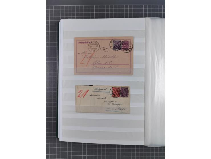 1916/23, interessante Sammlung “Rohrpost” mit fast Briefen, Karten und Ganzsachen. Dabei u.a. Mi.-Nr. 89IIx EF auf Karte nach
