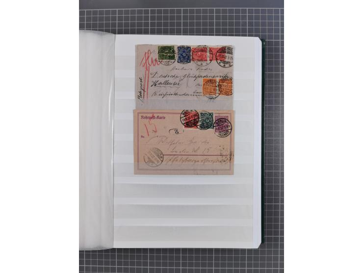 1916/23, interessante Sammlung “Rohrpost” mit fast Briefen, Karten und Ganzsachen. Dabei u.a. Mi.-Nr. 89IIx EF auf Karte nach