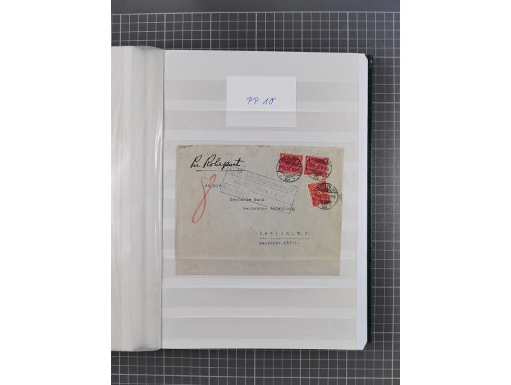 1916/23, interessante Sammlung “Rohrpost” mit fast Briefen, Karten und Ganzsachen. Dabei u.a. Mi.-Nr. 89IIx EF auf Karte nach