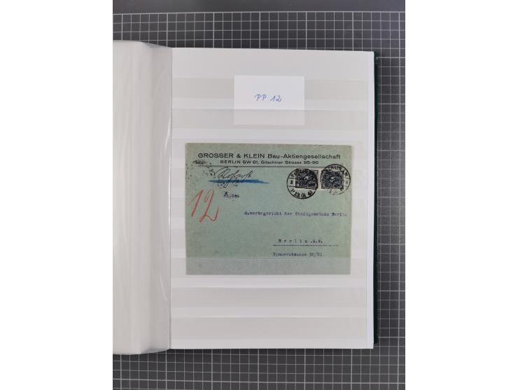 1916/23, interessante Sammlung “Rohrpost” mit fast Briefen, Karten und Ganzsachen. Dabei u.a. Mi.-Nr. 89IIx EF auf Karte nach