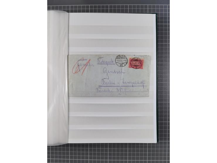 1916/23, interessante Sammlung “Rohrpost” mit fast Briefen, Karten und Ganzsachen. Dabei u.a. Mi.-Nr. 89IIx EF auf Karte nach