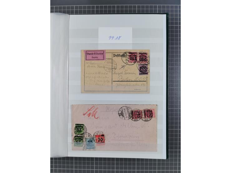 1916/23, interessante Sammlung “Rohrpost” mit fast Briefen, Karten und Ganzsachen. Dabei u.a. Mi.-Nr. 89IIx EF auf Karte nach