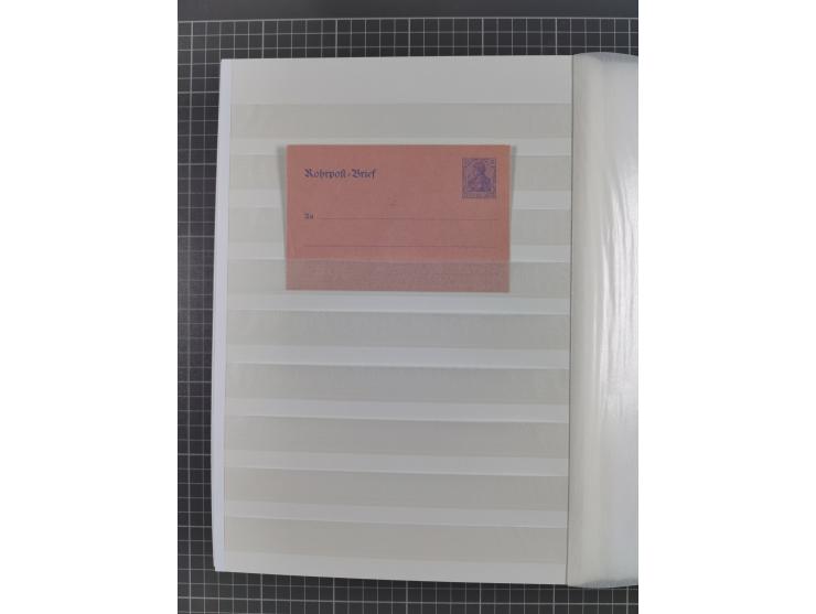 1916/23, interessante Sammlung “Rohrpost” mit fast Briefen, Karten und Ganzsachen. Dabei u.a. Mi.-Nr. 89IIx EF auf Karte nach