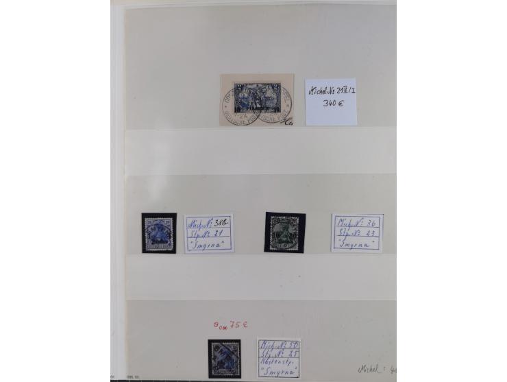 STEMPELSAMMLUNG: 226 Marken/ Briefausschnitten, mit einigen besseren Marken, z. B. China Nr. 44 AI, Türkei V 29 und Nr. 21 II