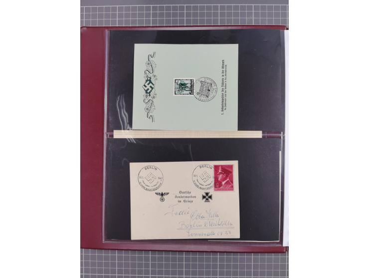 1933/45, Propaganda Album mit 52 Gedenkblättern, mit vielen besseren und großformatigen Stücken, insgesamt gute Erhaltung (4 