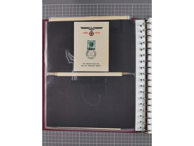 1933/45, Propaganda Album mit 52 Gedenkblättern, mit vielen besseren und großformatigen Stücken, insgesamt gute Erhaltung (4 