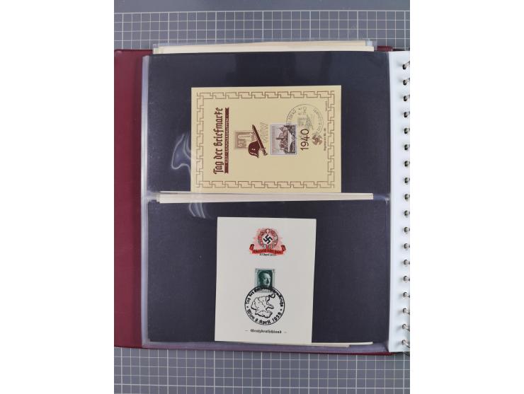1933/45, Propaganda Album mit 52 Gedenkblättern, mit vielen besseren und großformatigen Stücken, insgesamt gute Erhaltung (4 