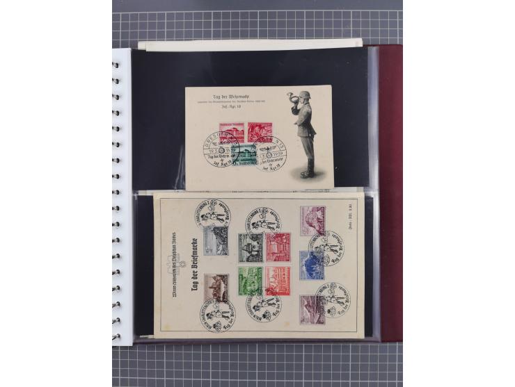 1933/45, Propaganda Album mit 52 Gedenkblättern, mit vielen besseren und großformatigen Stücken, insgesamt gute Erhaltung (4 