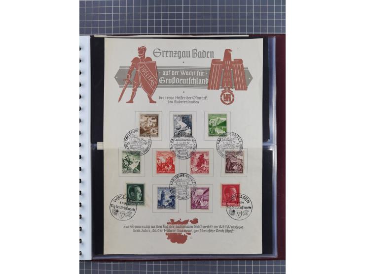 1933/45, Propaganda Album mit 52 Gedenkblättern, mit vielen besseren und großformatigen Stücken, insgesamt gute Erhaltung (4 
