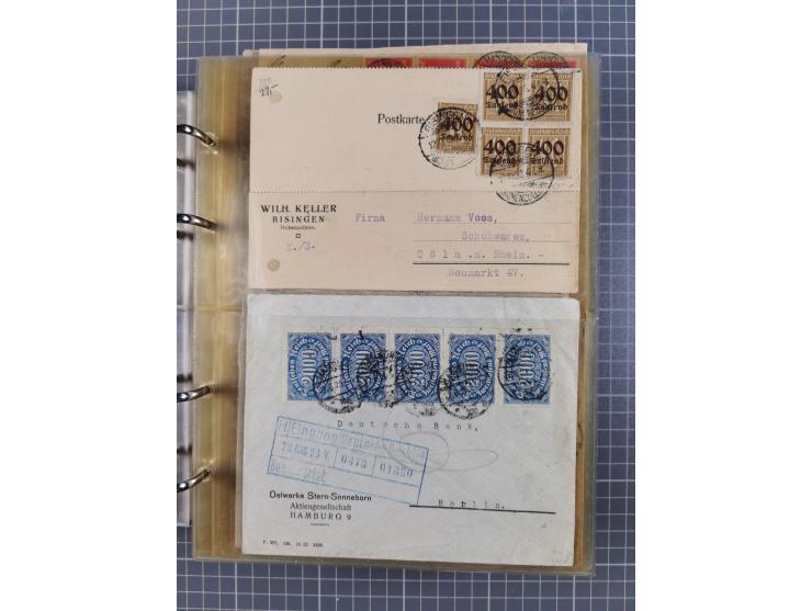 1903/80, &nbsp;Album mit 128 Mehrfachfrankaturen mit mindestens vier Marken, meistens aber mit mehr Marken (48 St. Ausland) d