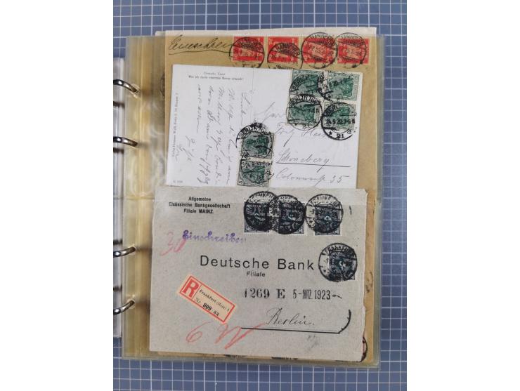 1903/80, &nbsp;Album mit 128 Mehrfachfrankaturen mit mindestens vier Marken, meistens aber mit mehr Marken (48 St. Ausland) d