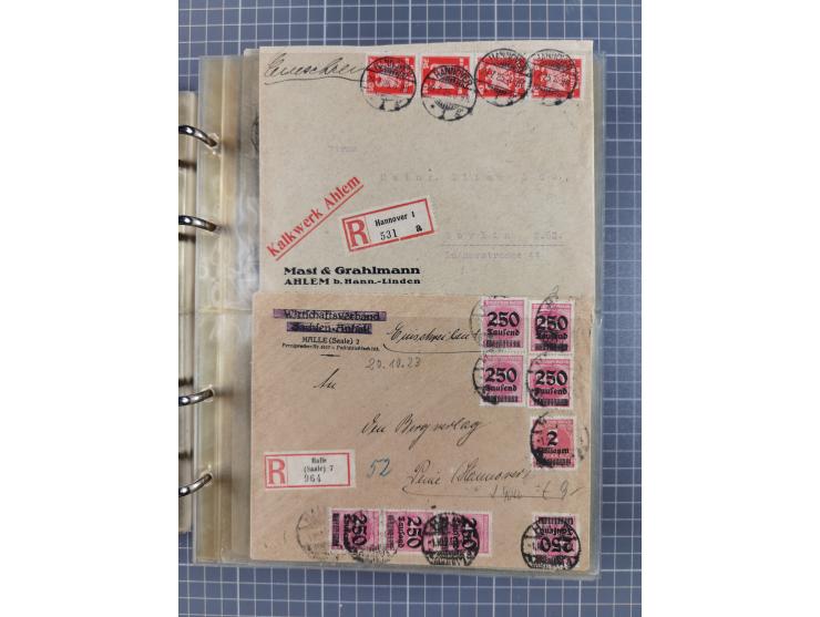 1903/80, &nbsp;Album mit 128 Mehrfachfrankaturen mit mindestens vier Marken, meistens aber mit mehr Marken (48 St. Ausland) d