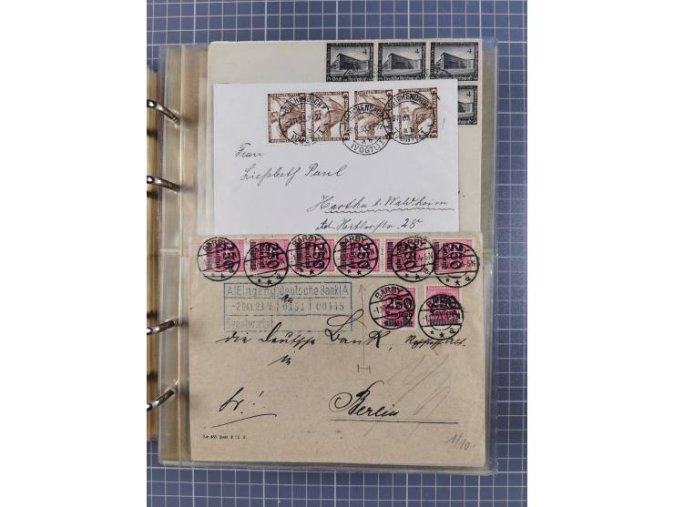 1903/80, &nbsp;Album mit 128 Mehrfachfrankaturen mit mindestens vier Marken, meistens aber mit mehr Marken (48 St. Ausland) d