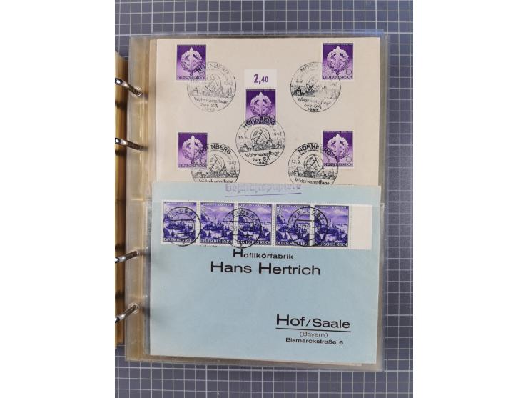 1903/80, &nbsp;Album mit 128 Mehrfachfrankaturen mit mindestens vier Marken, meistens aber mit mehr Marken (48 St. Ausland) d