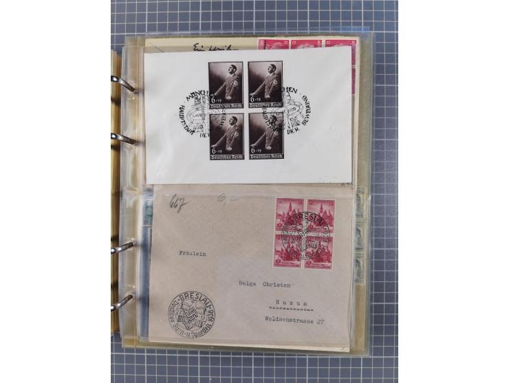 1903/80, &nbsp;Album mit 128 Mehrfachfrankaturen mit mindestens vier Marken, meistens aber mit mehr Marken (48 St. Ausland) d