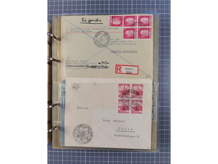 1903/80, &nbsp;Album mit 128 Mehrfachfrankaturen mit mindestens vier Marken, meistens aber mit mehr Marken (48 St. Ausland) d