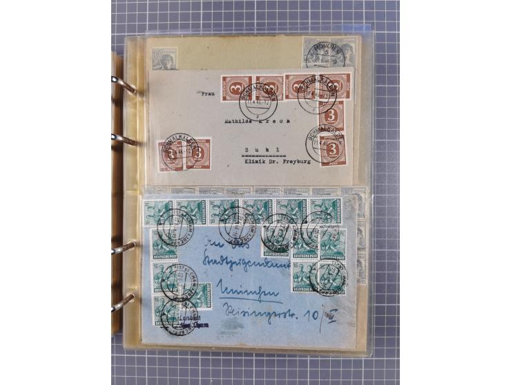 1903/80, &nbsp;Album mit 128 Mehrfachfrankaturen mit mindestens vier Marken, meistens aber mit mehr Marken (48 St. Ausland) d