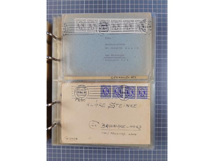 1903/80, &nbsp;Album mit 128 Mehrfachfrankaturen mit mindestens vier Marken, meistens aber mit mehr Marken (48 St. Ausland) d