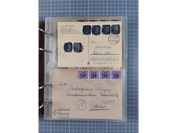 1903/80, &nbsp;Album mit 128 Mehrfachfrankaturen mit mindestens vier Marken, meistens aber mit mehr Marken (48 St. Ausland) d