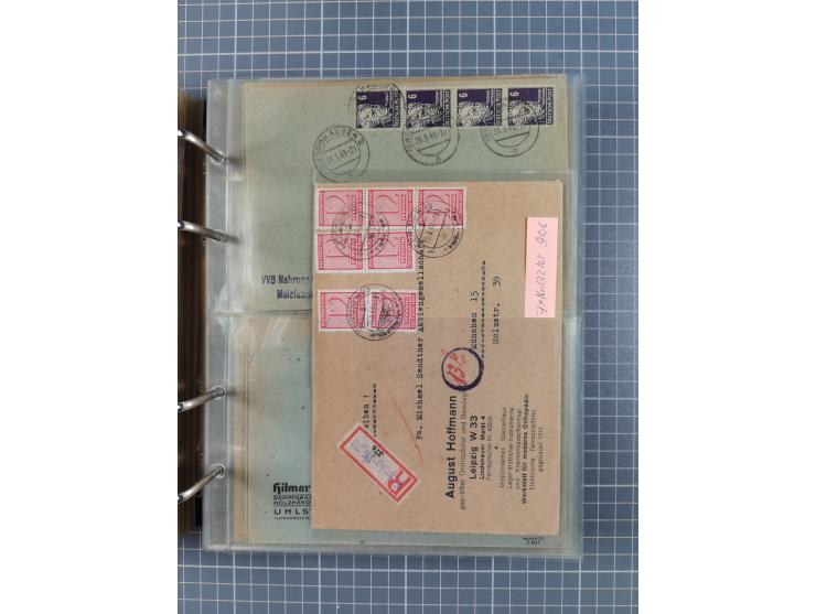 1903/80, &nbsp;Album mit 128 Mehrfachfrankaturen mit mindestens vier Marken, meistens aber mit mehr Marken (48 St. Ausland) d