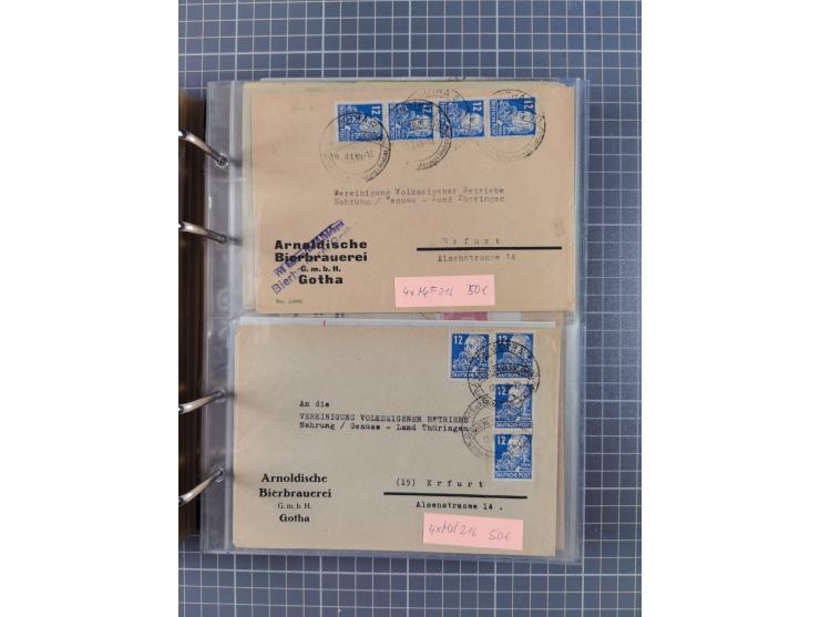 1903/80, &nbsp;Album mit 128 Mehrfachfrankaturen mit mindestens vier Marken, meistens aber mit mehr Marken (48 St. Ausland) d