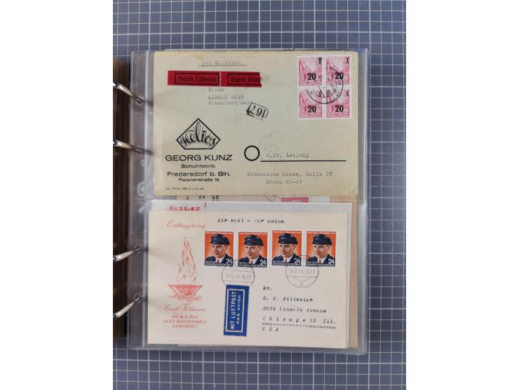 1903/80, &nbsp;Album mit 128 Mehrfachfrankaturen mit mindestens vier Marken, meistens aber mit mehr Marken (48 St. Ausland) d