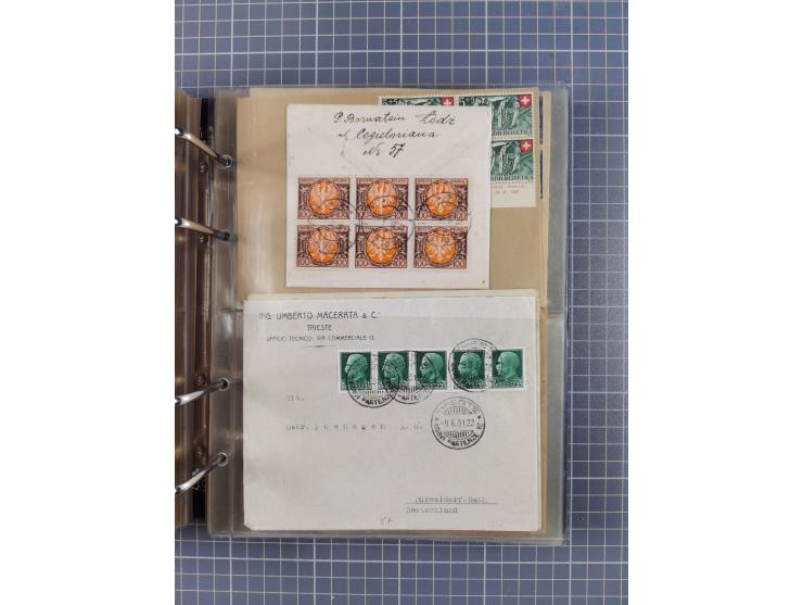 1903/80, &nbsp;Album mit 128 Mehrfachfrankaturen mit mindestens vier Marken, meistens aber mit mehr Marken (48 St. Ausland) d