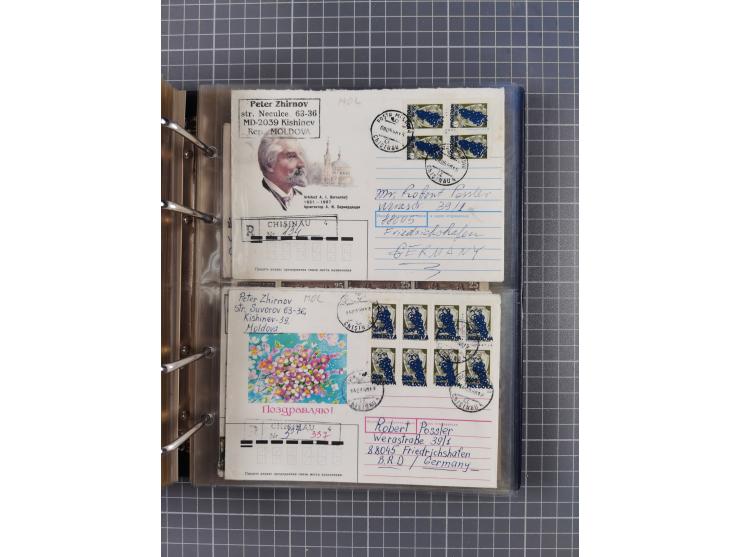 1903/80, &nbsp;Album mit 128 Mehrfachfrankaturen mit mindestens vier Marken, meistens aber mit mehr Marken (48 St. Ausland) d