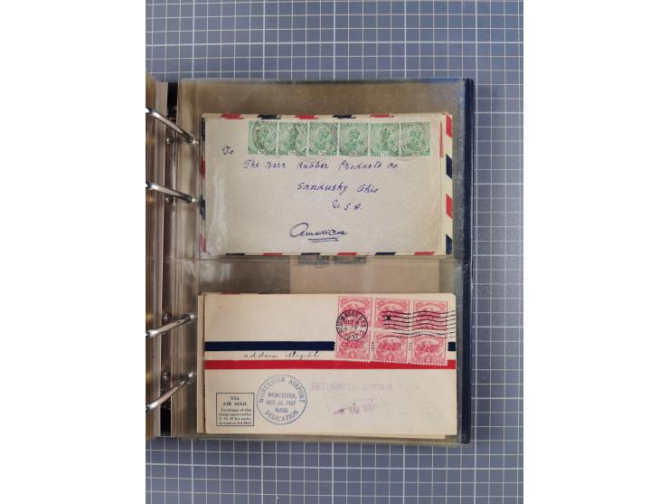 1903/80, &nbsp;Album mit 128 Mehrfachfrankaturen mit mindestens vier Marken, meistens aber mit mehr Marken (48 St. Ausland) d