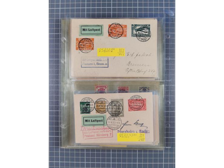 1910/45, Deutsche und internationale Flugpost, 2 Alben mit 430 Briefen, Karten, GZ, Ansichtskarten, dabei Deutsches Reich mit
