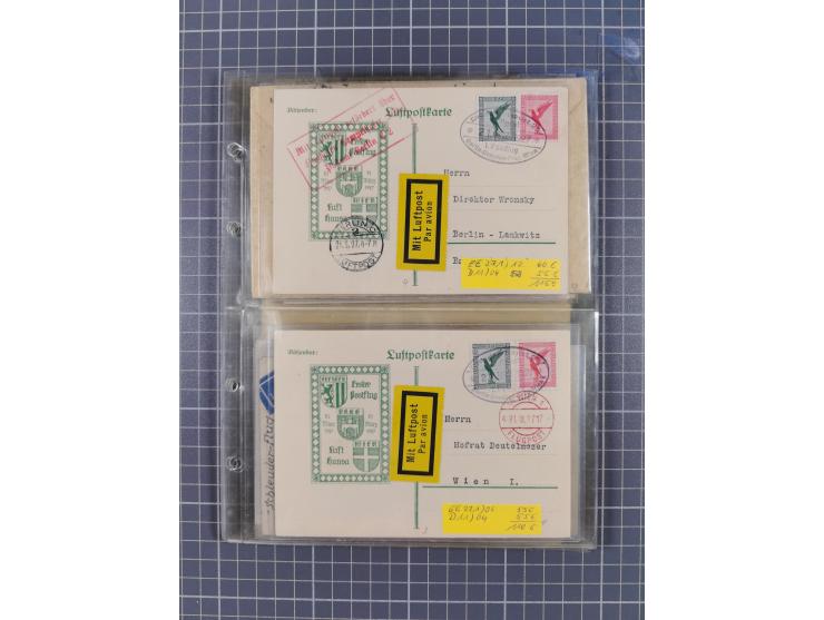 1910/45, Deutsche und internationale Flugpost, 2 Alben mit 430 Briefen, Karten, GZ, Ansichtskarten, dabei Deutsches Reich mit
