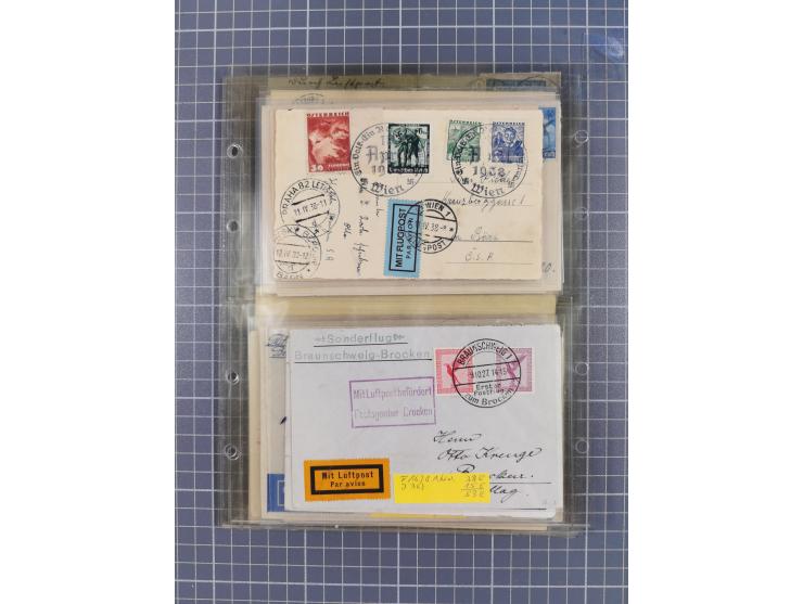 1910/45, Deutsche und internationale Flugpost, 2 Alben mit 430 Briefen, Karten, GZ, Ansichtskarten, dabei Deutsches Reich mit