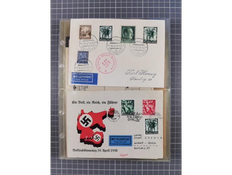 1910/45, Deutsche und internationale Flugpost, 2 Alben mit 430 Briefen, Karten, GZ, Ansichtskarten, dabei Deutsches Reich mit