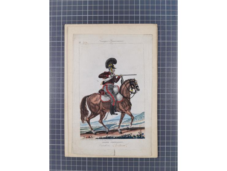 1820/90(ca.), 19. Jahrhundert, 47 Lithografien und Tuschzeichnungen von Militärs und Uniformen, dabei Preußische, Sächsische 