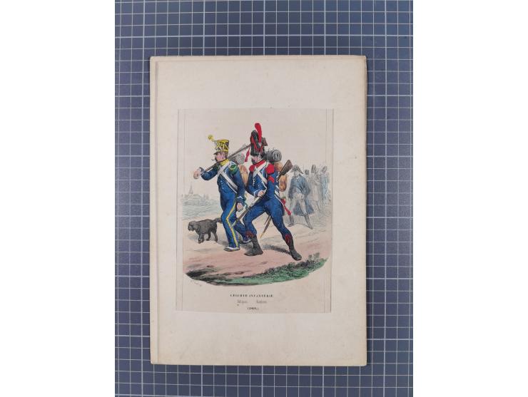 1820/90(ca.), 19. Jahrhundert, 47 Lithografien und Tuschzeichnungen von Militärs und Uniformen, dabei Preußische, Sächsische 