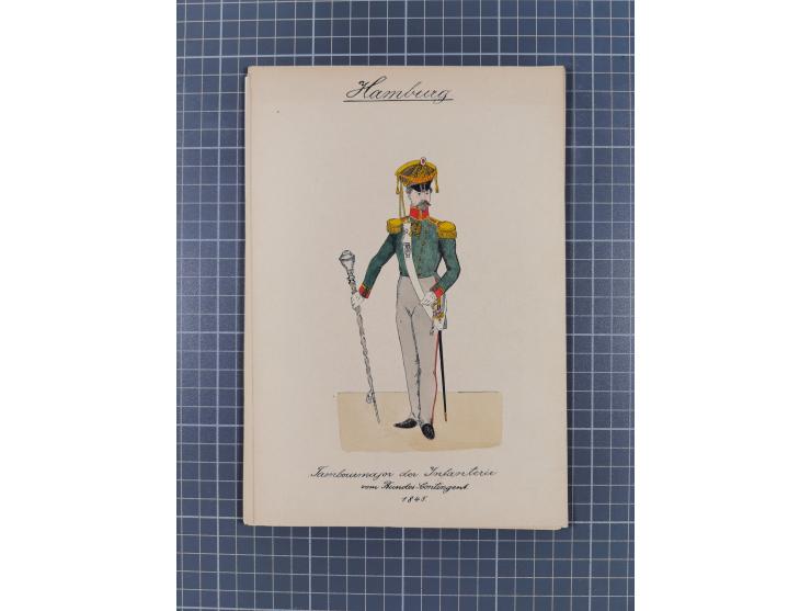 1820/90(ca.), 19. Jahrhundert, 47 Lithografien und Tuschzeichnungen von Militärs und Uniformen, dabei Preußische, Sächsische 