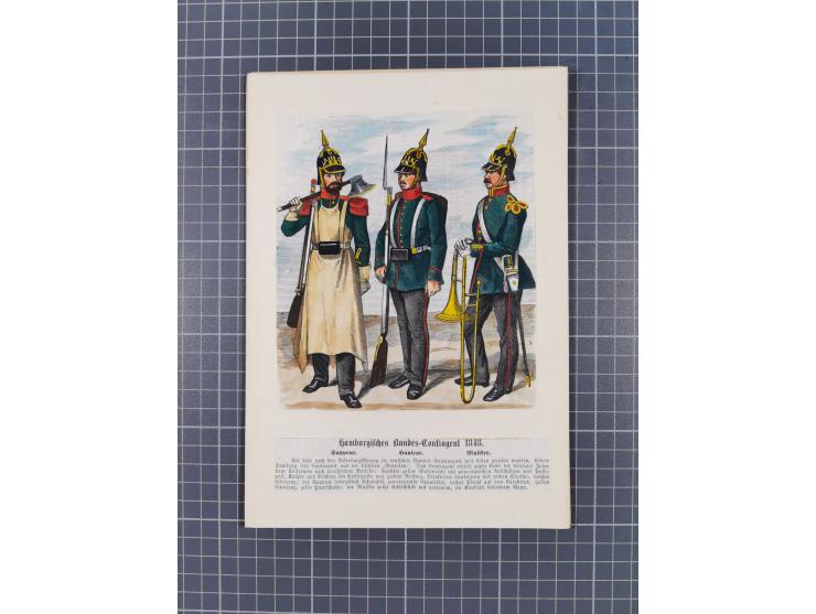 1820/90(ca.), 19. Jahrhundert, 47 Lithografien und Tuschzeichnungen von Militärs und Uniformen, dabei Preußische, Sächsische 